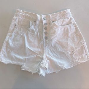 High Waisted White Jean Shorts